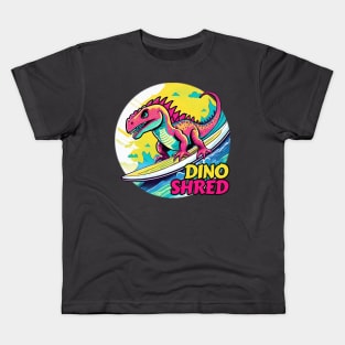 Anime Dinosaur Surfing Funny Kids T-Shirt